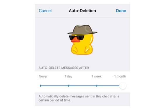 Novedades en la autoeliminación de mensajes en Telegram