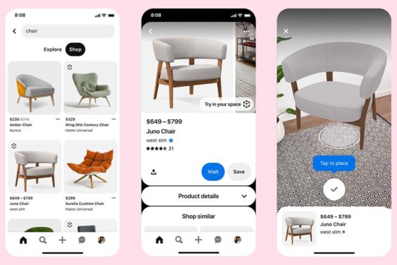 Pinterest lanza una nueva función que permitirá a los consumidores ver cómo quedarían los muebles u otros artículos de decoración en su propia casa mediante RA